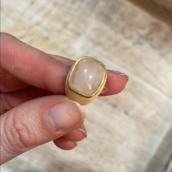 Rose Quartz and Enamel Ring size 7.5 - Picture 3 of 4